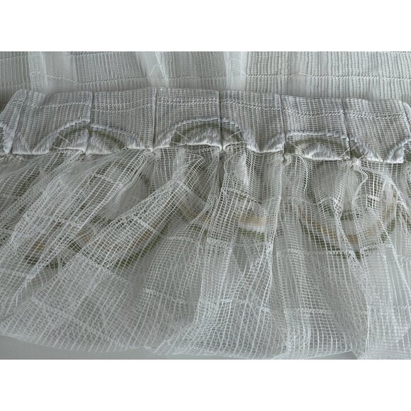 Vintage 70s pleated curtain, white with green/yellow groovy pattern, for 1 - Picture 9 of 10